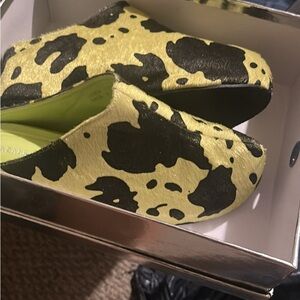 Women's Yellow and Black Cow Print Shoes